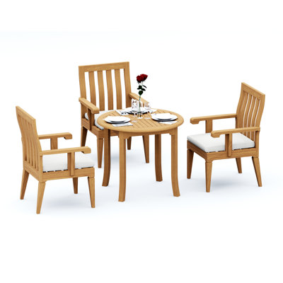 Caranas 3 - Person Teak Wood Patio Dining Set with Round Table