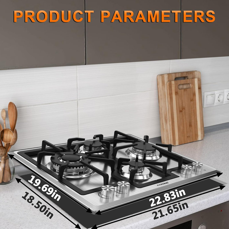 Plaque de cuisson au gaz naturel 22,83 po avec 4 brûleurs