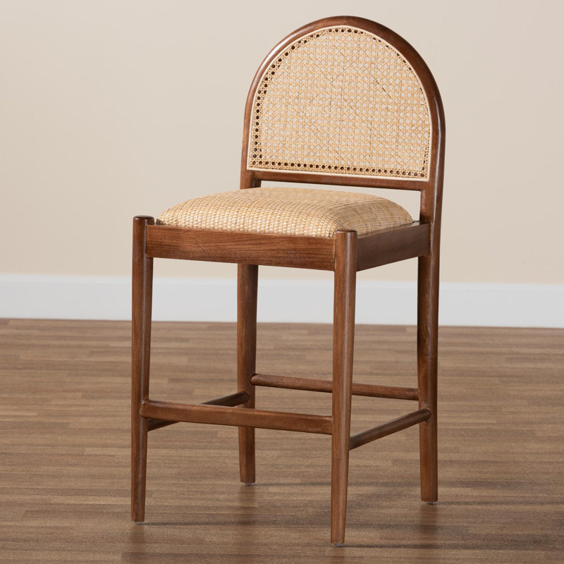 Maryland Natural Rattan and Acacia Wood Bohemian Counter Stool