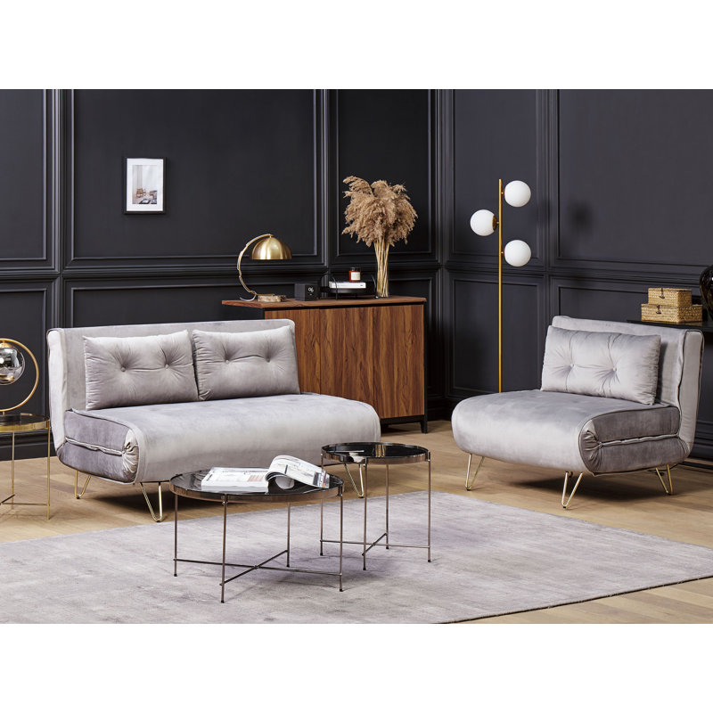 Millar 3 Seater Velvet Sofa Bed, Dark Grey