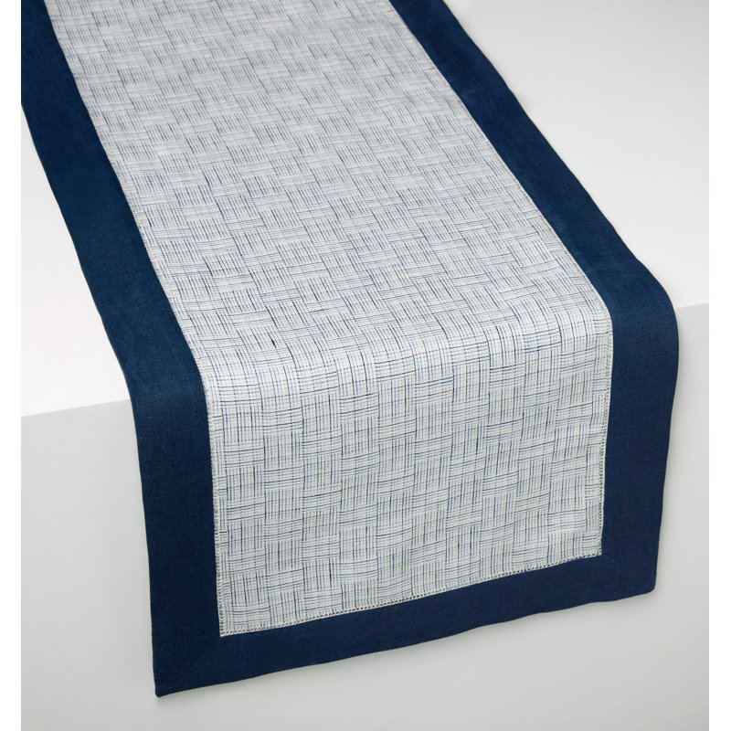 Mikelina Plaid Table Runnner, 15" W x 72" L, Navy