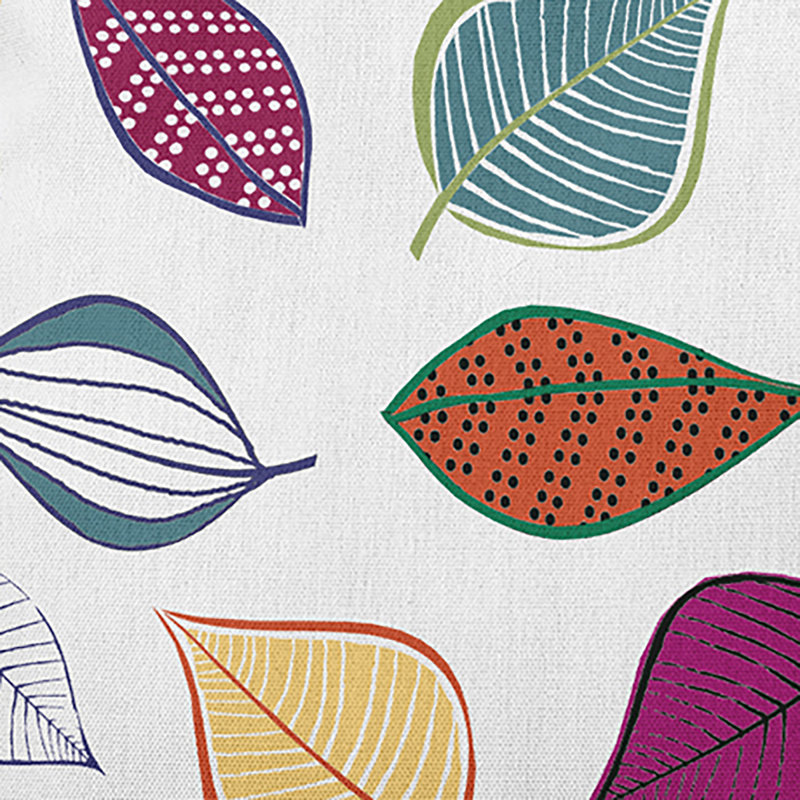 Coussin intérieur / extérieur Scattered Leaves, H 14 po x l 20 po, Blanc, Rectangle