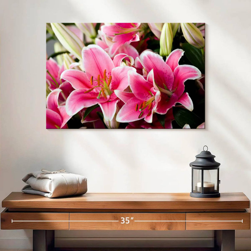 Bouquet de lys roses Harnek, H 16 po x l 24 po