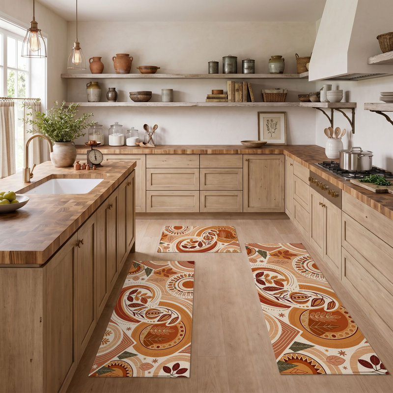 Tapis de cuisine antidérapants à motif cachemire