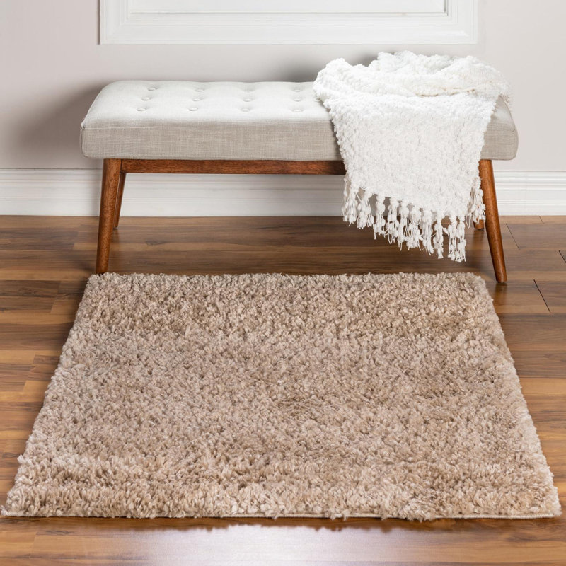 Tapis beige tissé à la machine Analena, Carré 7 pi 10 po