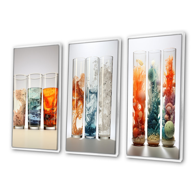«Beaker Biographie», ensemble de 4 reproductions d'art sur toile, H 40 po x l 60 po, Cadre flottant blanc