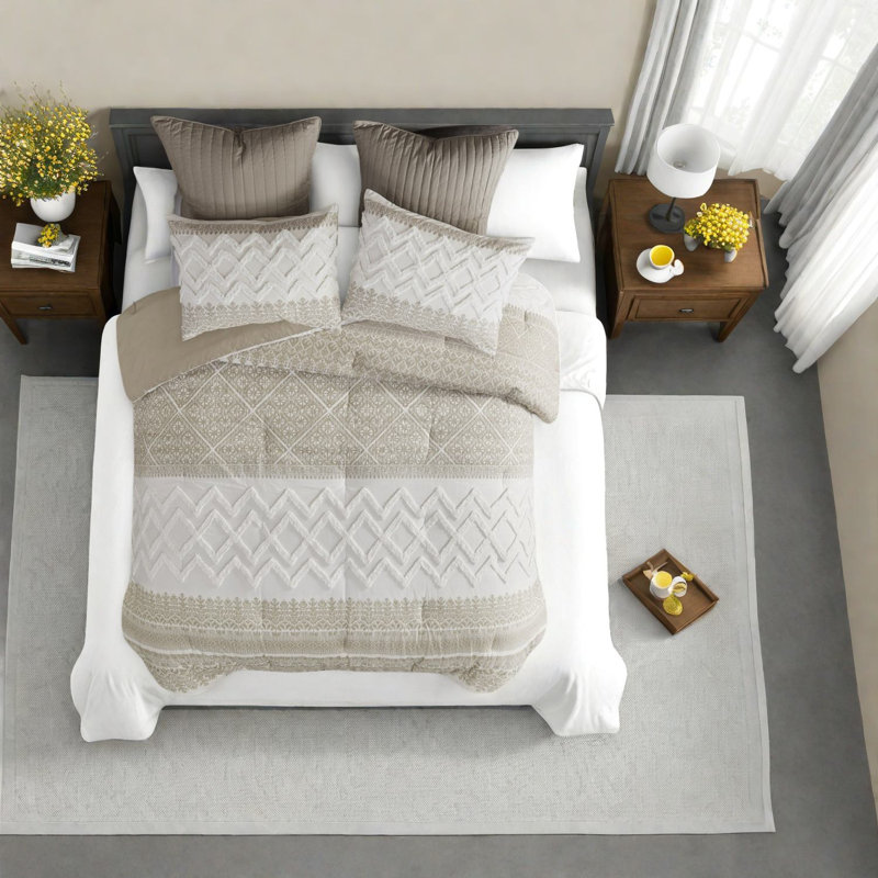 Farmhouse Cotton Bedding Set, Tufted Comfort, King Size, Home Decor