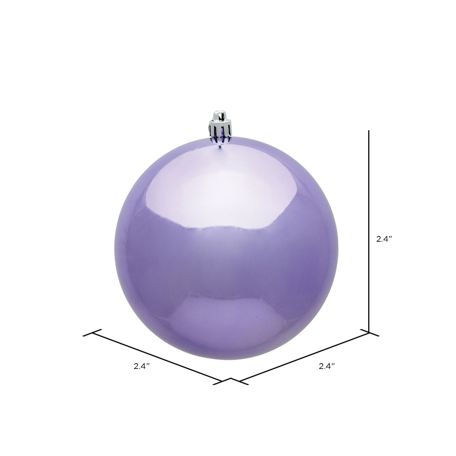 2" Shatterproof Bauble, Lavender Shiny