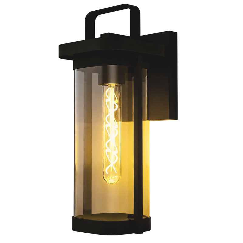 Outdoor Wall Sconce Light, Matte Black Metal & Tempered Glass Shade Wall Lantern Waterproof For Porch Doorway Patio, 1