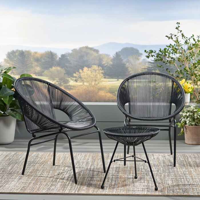 Wrought Studio Gina 3 Piece Rattan Seating Group & Reviews | Wayfair