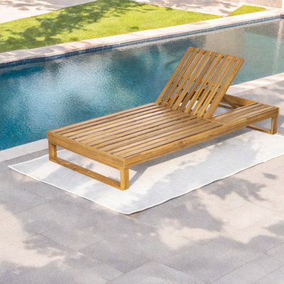 Méridiennes de patio réglables Lb, bois d'acacia, bord de piscine moderne