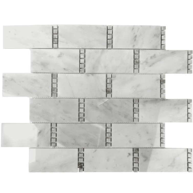 White Subway With Carrara Dot Marble Mosaic Tile