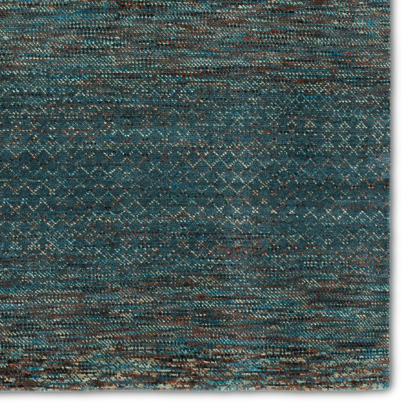 Jaipur Living Aissa HRM01 Handknotted Solid Blue and Multicolor Area Rug (9'x12'), Rectangle 6' x 9'