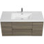 Meuble-lavabo flottant avec lavabo en résine, armoire de rangement murale, tiroirs à fermeture en douceur, finition gris cendré
