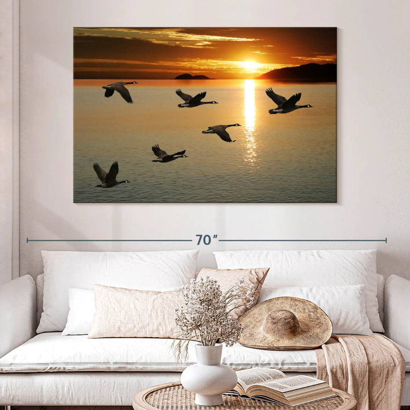 Brampt Sunset Geese Flight, 34" H x 51" W