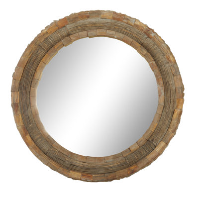 Grand miroir mural en bois avec copeaux de bois