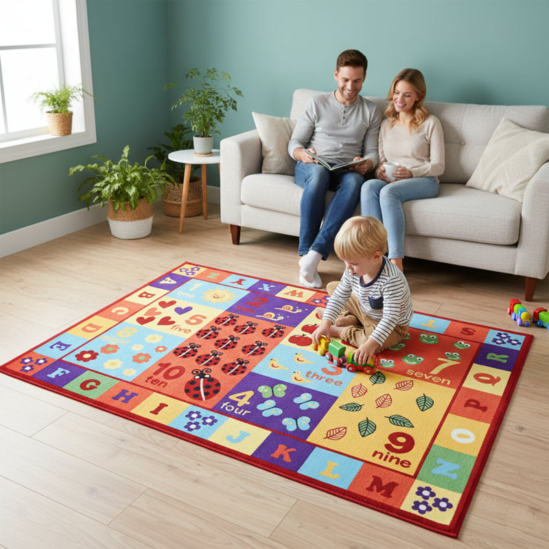 Furnish my Place Nielsville 740 ABC with Numbers ABC Area Rug for Kids | Educational Alphabet Letter & Numbers | Nurseries Kindergarten | Play Area | Multicolor