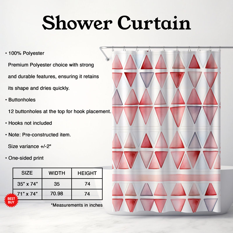 Mild Geometric Shapes - Rideau de douche Premium, H 74 po x l 71 po