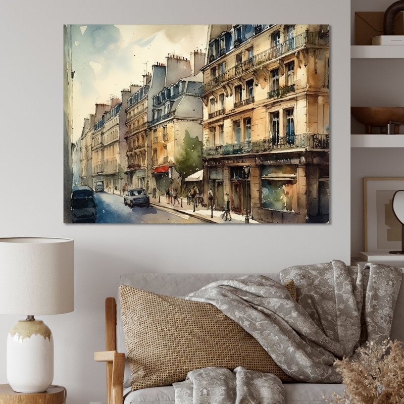 Aquarelle de Paris, France II sur toile, H 30 po x l 40 po x P 1,5 po, Toile tendue