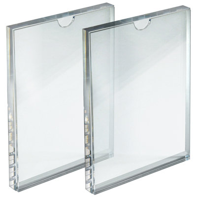 Clear Acrylic Block Sign Holder Frame 5” x 7”, Top Load, 2-Pack