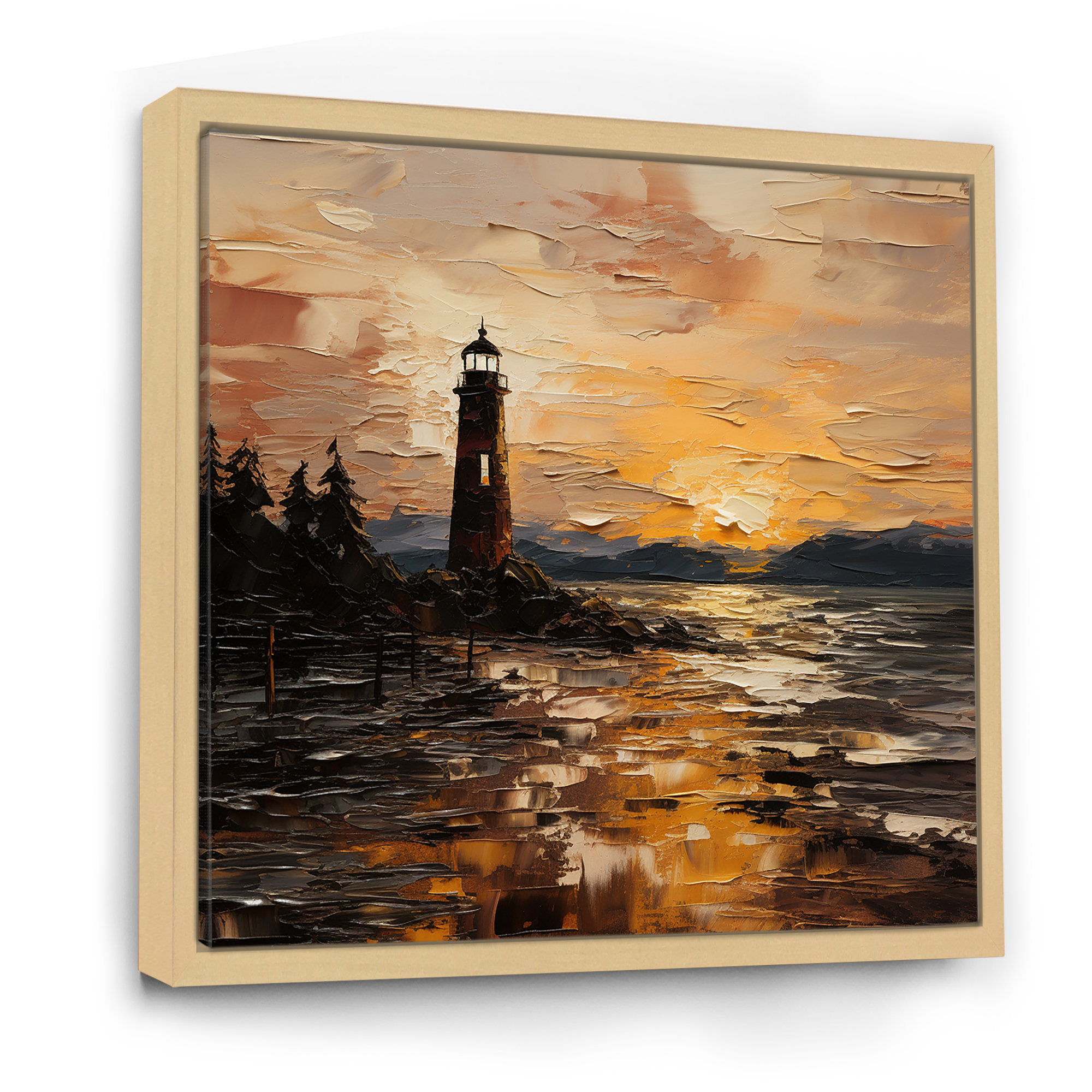 Breakwater Bay Lighthouse Sunset Beacon II - Coastal Sunset Wall Art ...