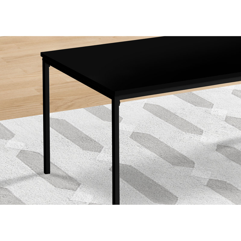 Table basse et de bout moderne, 3 pièces, stratifié noir, base en métal, processus d'assemblage facile, style contemporain, 3 pièces, à assembler, à utiliser