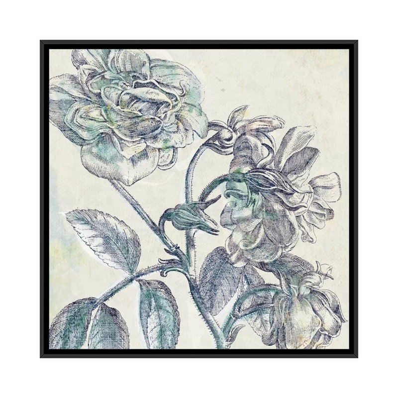 Belle Fleur I, impression sur toile tendue, H 18 po x l 18 po x P 1,5 po, Toile avec cadre noir, Pas de tapis