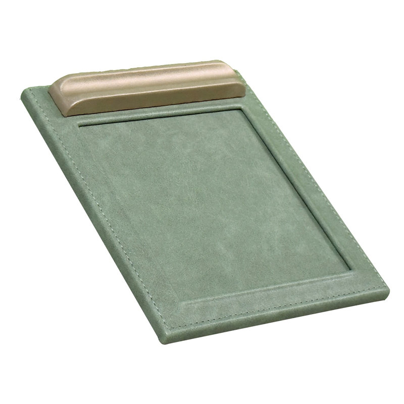 Porte-bloc-notes en cuir, Or / vert mousse