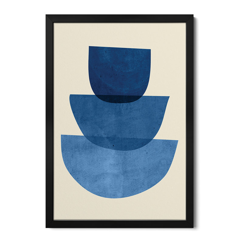 Formes abstraites géométriques bleues - reproduction d'art murale - affiche de galerie, H 24 po x l 16 po