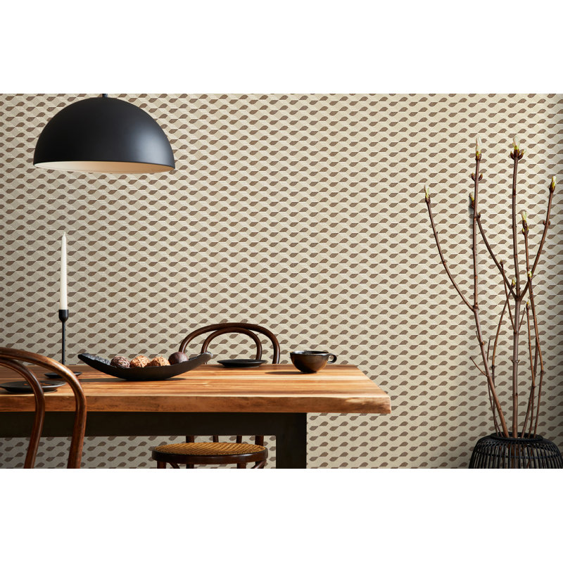 Universe Venus Glass Stone Geometric Wave Wallpaper Roll, Cream