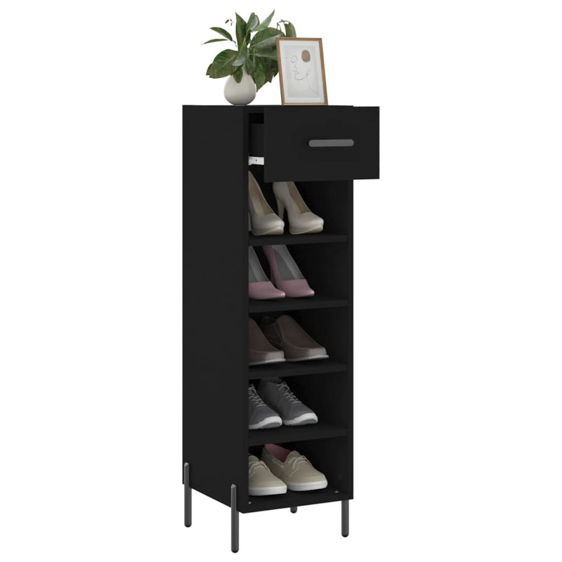 5 Pair Shoe Storage Cabinet, Black