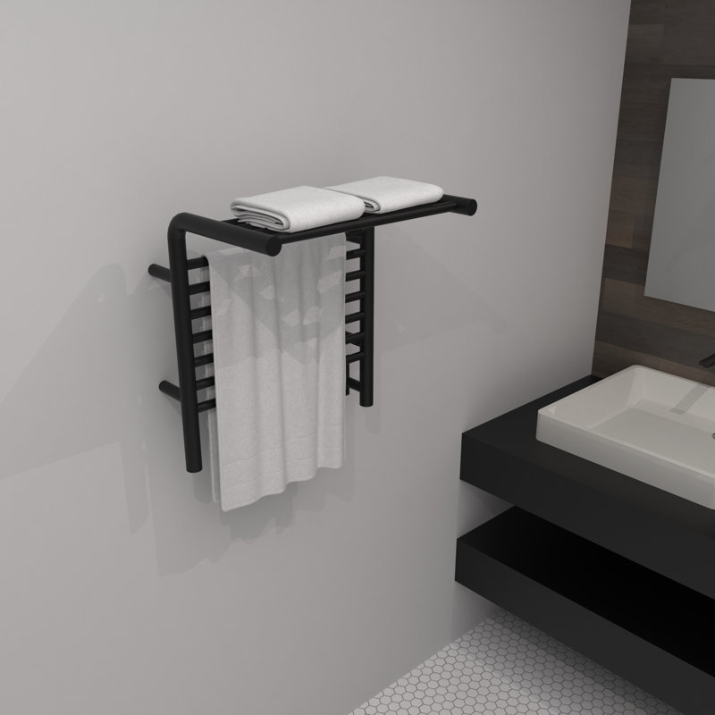 Jeeves Model M Shelf Heated Towel Rack, Matte Black, 22.75'' H X 21.25'' W X 15.25'' D