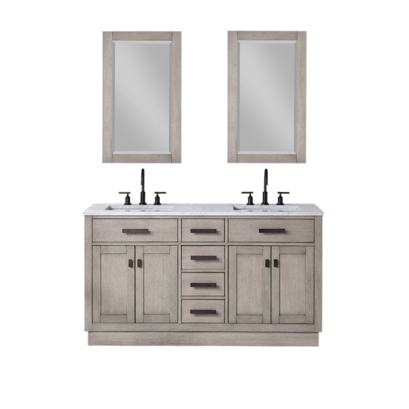 Ashanda Single Vanity with Mirror, Gray Oak, 60"