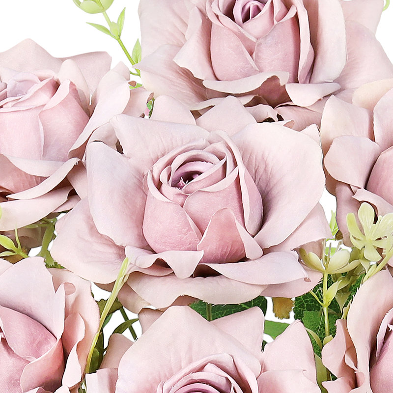 Bouquet de tiges de roses artificielles gardénia, Mauve cendré