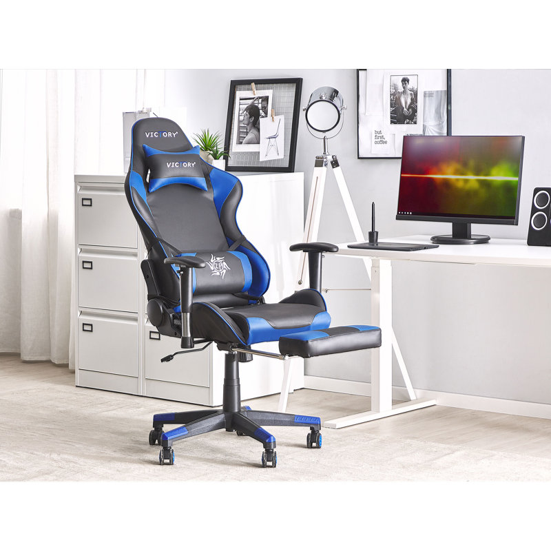 Brayden Studio Fiorelli Reclining PC & Racing Game Chair, Black/Blue