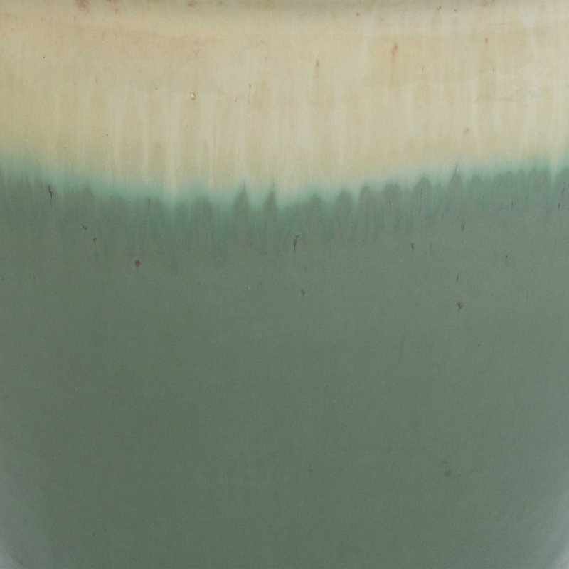 Berlina Round Imperial Ceramic Outdoor Planter, Seafoam, 15" H x 18.5" W x 18.5" D
