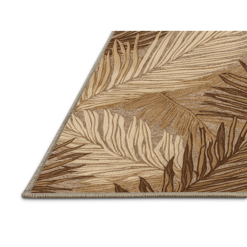 Washable Coconut Palm Hawaiian Area Rug, Rectangle 3' x 5'