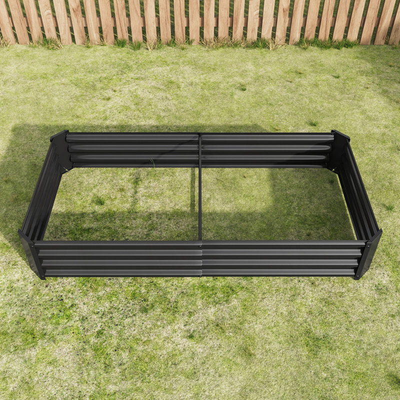 Lit à fleurs rectangulaire en métal surélevé pour plantes, H 12 po x l 72 po x P 36 po, Noir