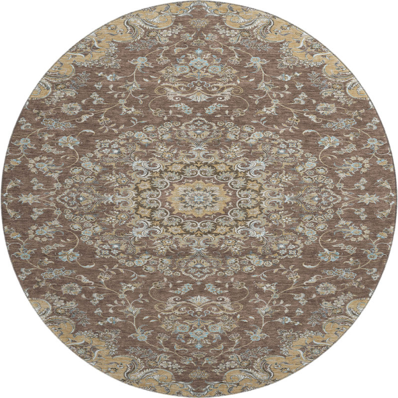 Tapis de qualité supérieure Mayfield AMF2495 Global, Chocolat, Rond 8 pi