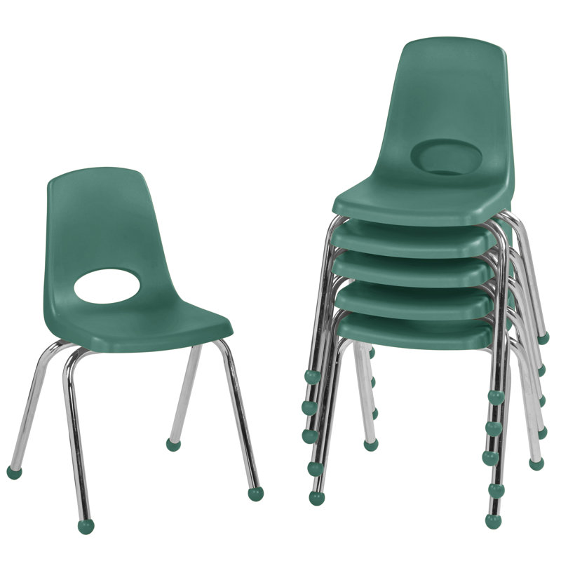 Chaise de classe empilable, Bleu, 16", Coulisses à billes