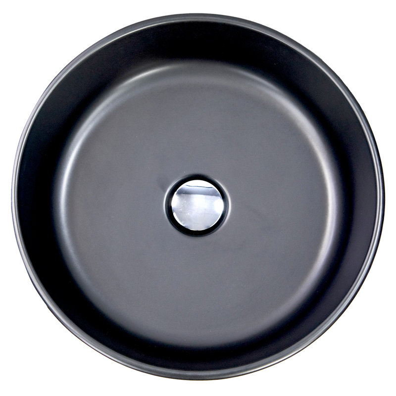 Regatta Poured Circular Vessel Bathroom Sink, Matte Black