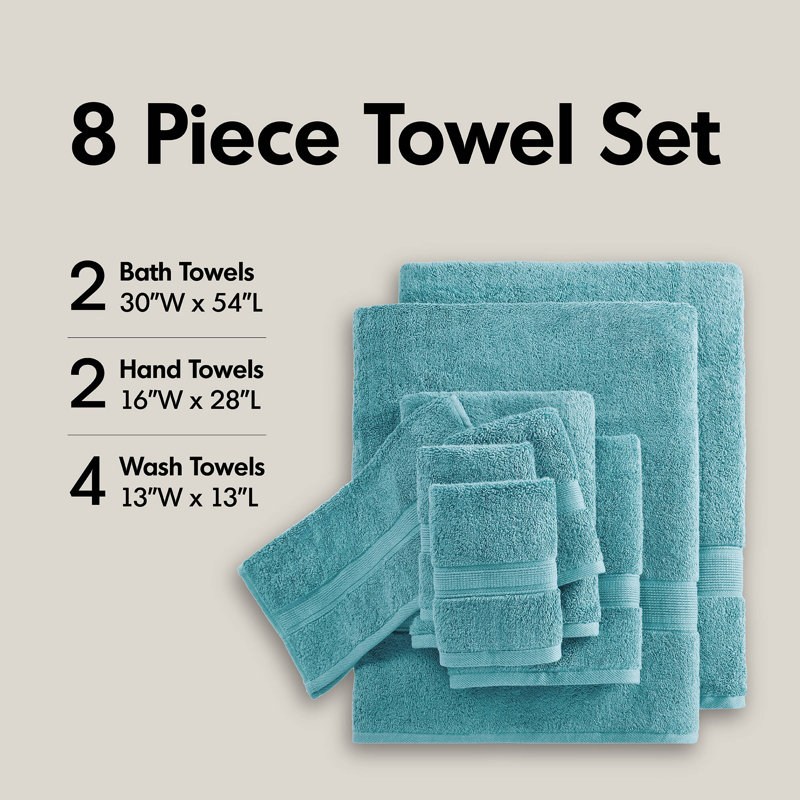 800GSM Ultra-Soft 100% Cotton Absorbent Towel Set, Aqua