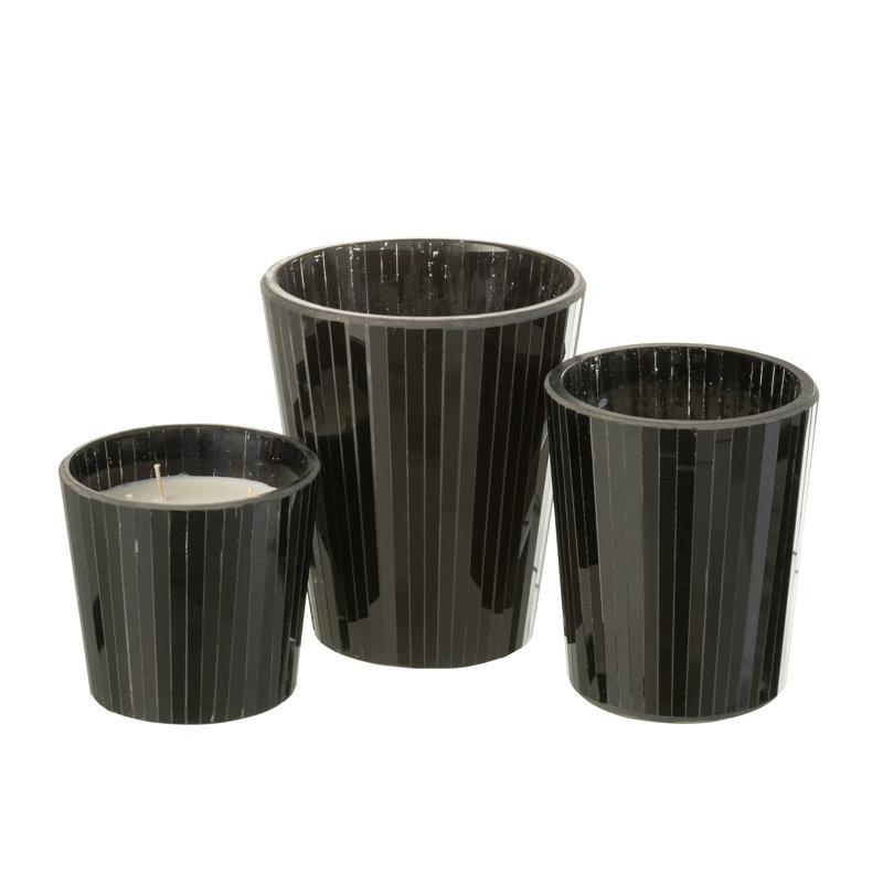 Unscented Designer Candle with Metal Holder, 18.50cm H x 15.50cm W x 15.50cm D, Black