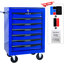 Coffre à outils 20 po 7 po, chariot roulant en acier avec glissières de tiroir à roulement, noir et bleu, verrouillage par clé, 4 roulettes universelles pour chariot d'atelier d'organisation de garage, matériau métallique, mécanisme de verrouillage