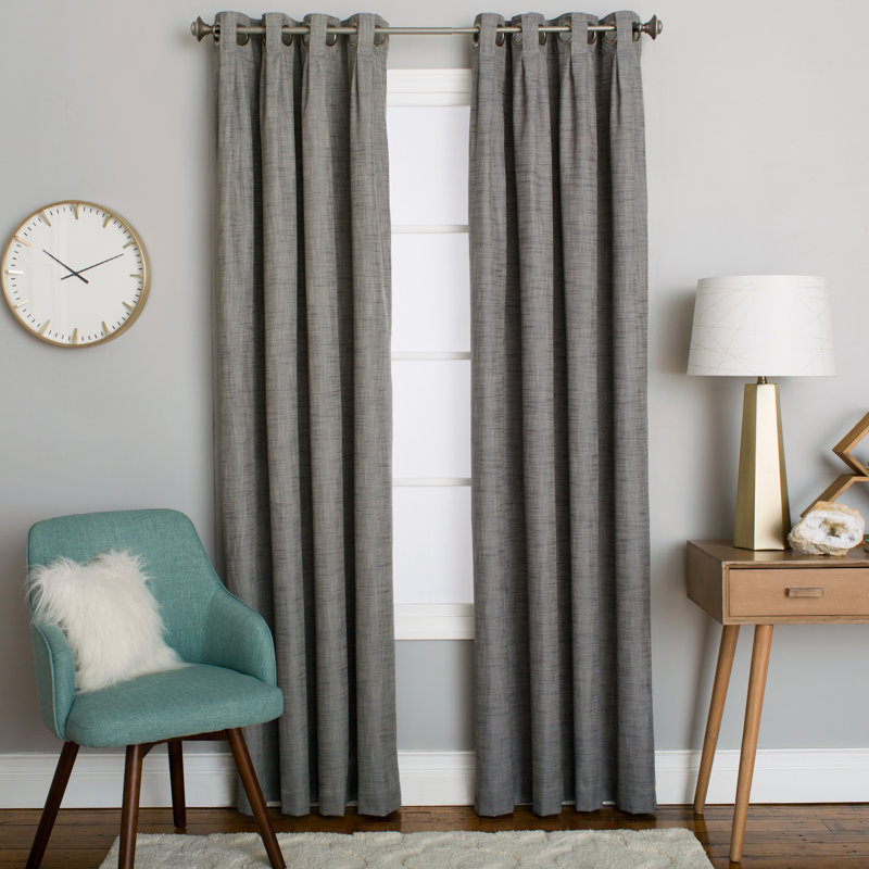 Mentzer 100% Polyester Room Darkening Solid Color Curtain Panel with Grommet Top , 50" W x 84" L, Dark Gray