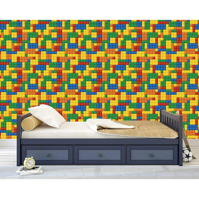 LEGO Pattern Self-Adhesive Wallpaper For Kids' Room, Peel And Stick