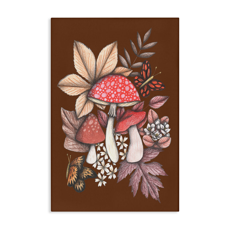 Champignon automnal, toile par Cecilia Battaini, H 24 po x l 16 po