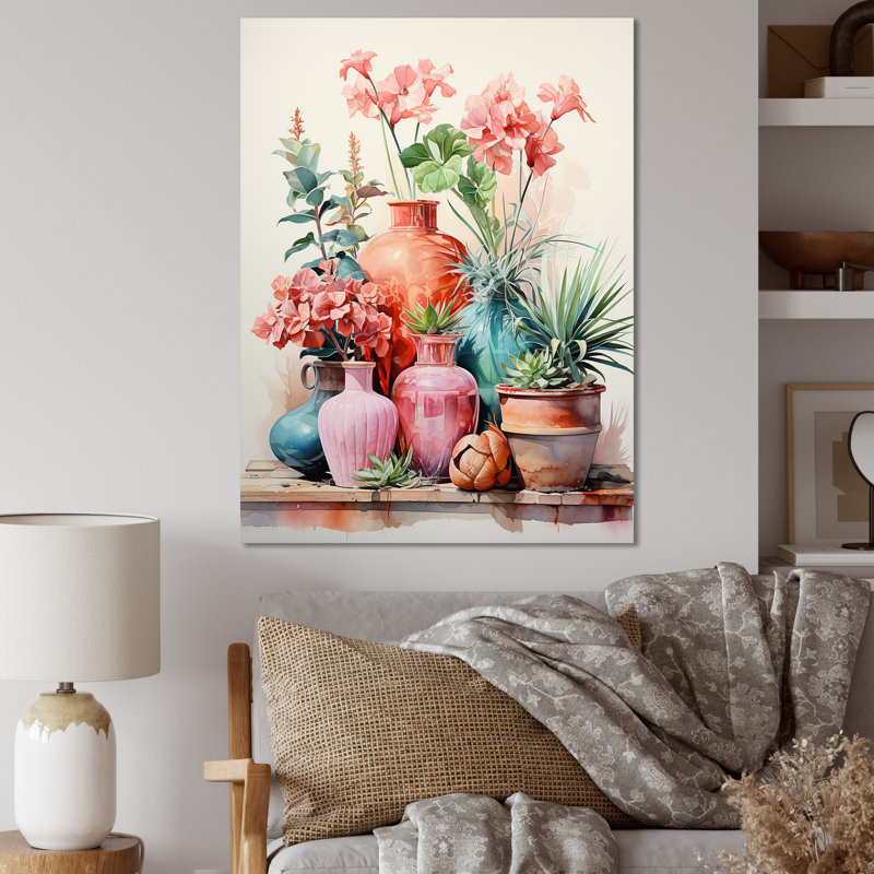 Art floral floral poterie Perfection IV - Boho, Toile tendue, 32" H x 24" W
