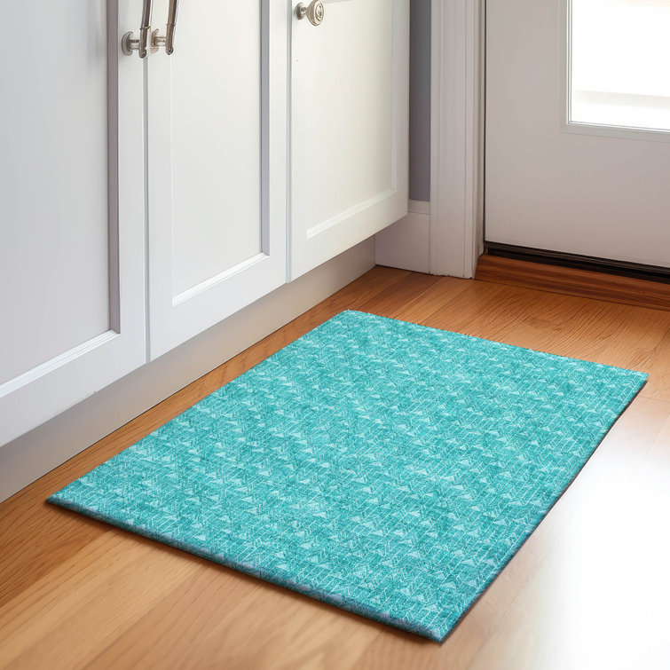 Premium Machine Washable Cerrito AMF514 Teal Rug