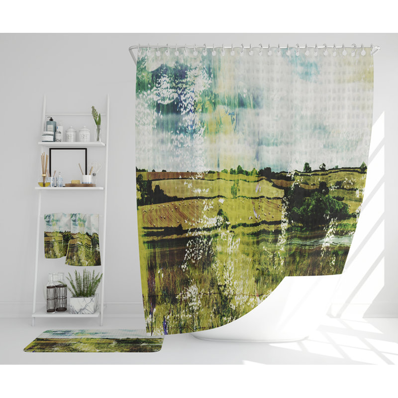 Nashonda Polyester Shower Curtain Set, Sage Green